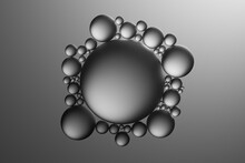 Glass Spheres And Dramatic Lighting Over Dark Grey Background, 3D Illustration