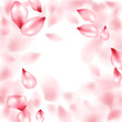 © SunwArt - Pink sakura flower flying petals isolated on white vector background.