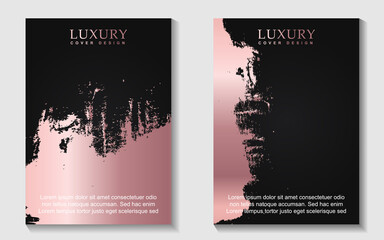 Wall Mural - Collection of luxury covers design template with elegant rose gold element. Vector layout premium vip style for books, magazines, catalogs, poster celebration, flyer anniversary, package