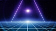 © NotjungCG_36 - Retro cyberpunk style 80s Sci-Fi Background Futuristic with laser grid landscape. Digital cyber surface style of the 1980`s. 3D illustration