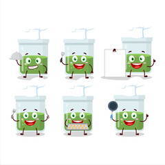 Canvas Print - Cartoon character of green potion with various chef emoticons