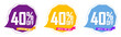 © Denis Sined - Set Sale 40% off speech bubble banners, discount tags design template, promo app icons, vector illustration