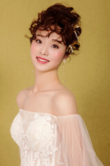 Wall Mural - Beautiful young Asian woman wearing white dress