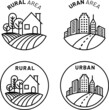 Icon rural and urban area, marketing icon, market reasearch