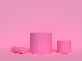 Wall Mural - pink scene cylinder set 3d rendering