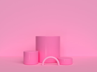 Wall Mural - pink scene cylinder set 3d rendering