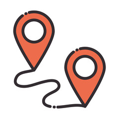 Sticker - social media tracking gps location pointers digital internet network communicate technology line and fill design icon