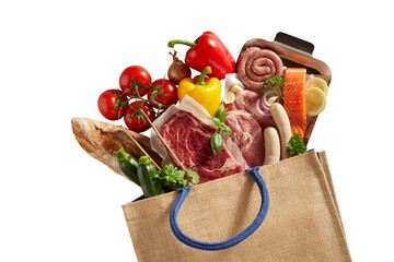 Healthy selection of fresh groceries in a bag