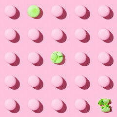 Wall Mural - Seamless regular creative pattern of colorful french cookies macarons.