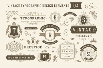 Wall Mural - Vintage typographic design elements set vector illustration.