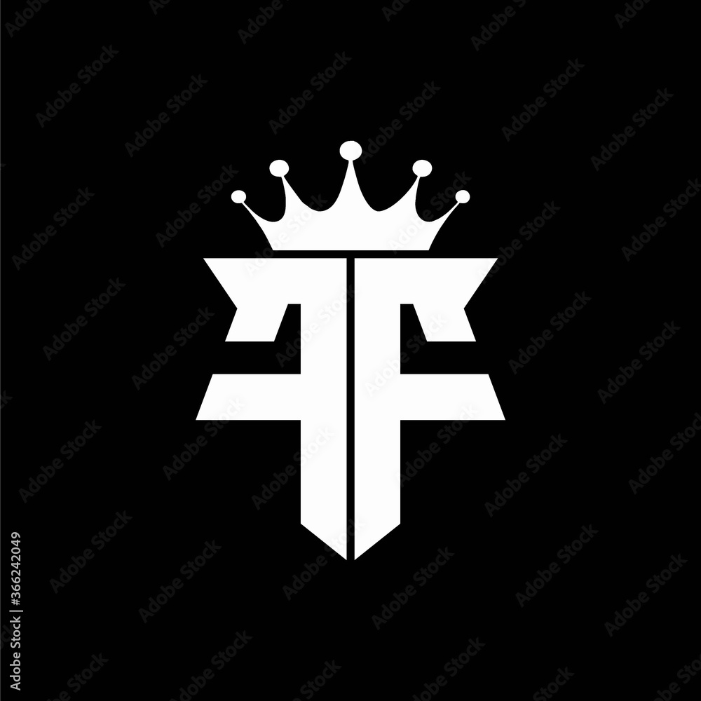 ff logo monogram shield shape with crown design template Stock Vector ...