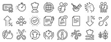 Approved Application, Scissors Cutting Ribbon, Artificial Intelligence Icons. Chef Hat, Customer Survey, Fast Delivery Line Icons. Percent Decrease, Interest Rate, Contract. Vector