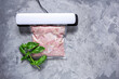 Marinating meat using technology sous vide in a vacuum bag.