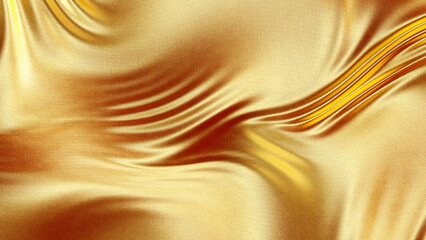 Wall Mural - Golden silk with waves abstract background. Gold fabric silk texture. Gold background. 3d rendering.