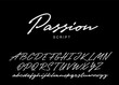 Passion script design. Vector alphabet.