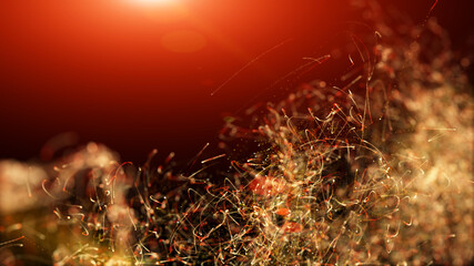 Wall Mural - Flying fire sparks motion 3D abstract decoration explosion walpaper background