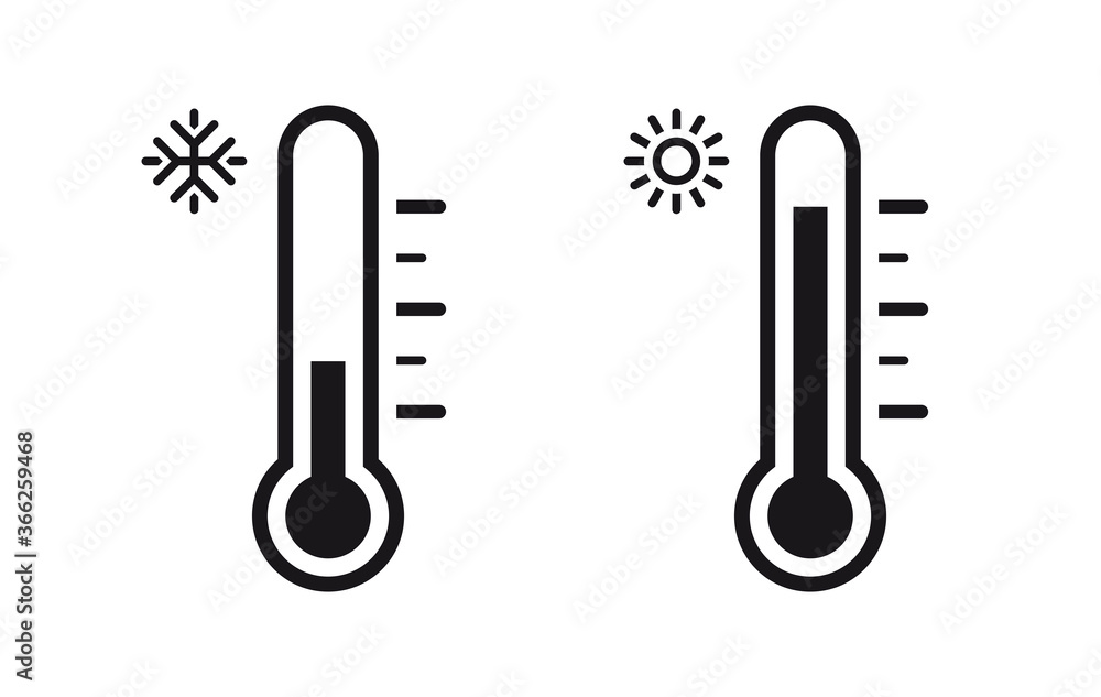 Temperature Symbol Set .Three vector thermometer showing the temperature . Thermometer icon - obrazy, fototapety, plakaty 