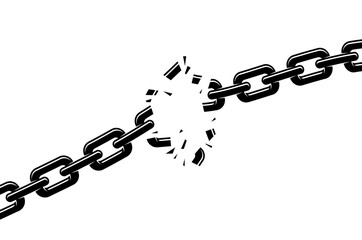 Wall Mural - Breaking chain freedom and liberty concept vector illustration in poster style, liberation, weak link concept.