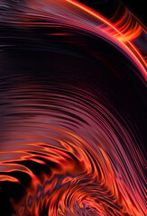 Wall Mural - dark modern abstract background with neon liquid lines, red, yellow neon. flowing beams, liquid neon