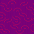 © Sylverarts - Stripy vector seamless pattern with woven lines, geometric abstract background, stripy net, optical maze, web network. Pink color design.