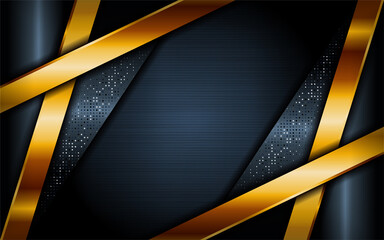 Luxury dark grey background with golden lines composition. Graphic design element.