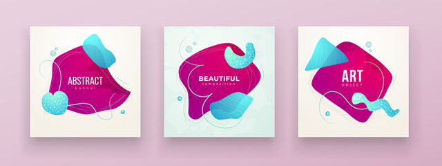 Wall Mural - liquid abstract banner design. fluid vector shaped background. modern graphic template banner patter