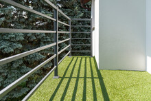 Balcony Railing With A Synthetic Grass