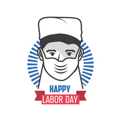 Wall Mural - male nurse with labor day label