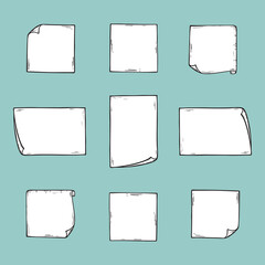 Canvas Print - Sticky notes Vector set. Hand drawn doodle Note Paper for message. Collection of memos blank