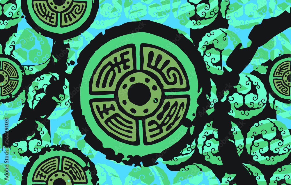 Batik design motifs, by composing the basic elements of Chinese motifs ...