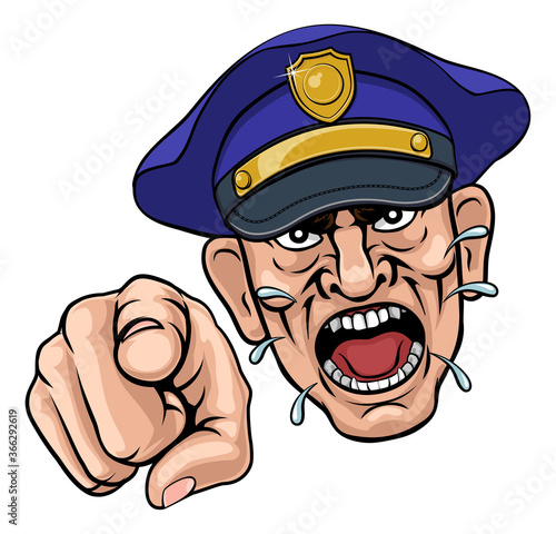 An angry policeman police o...