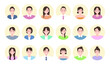 © on-star - Flat illustration bundle of men and women with various faces and hairstyles in a circle