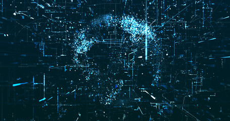 Wall Mural - abstract digital network data background, 3d rendering