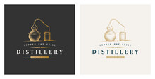 Copper Pot Still Whiskey Distillery Premium Logo