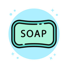 Canvas Print - Soap Antibacterial Wash Bathroom Icon Design. Soap Foam Vector Illustration