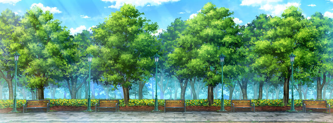 Park Anime Background - Day.
