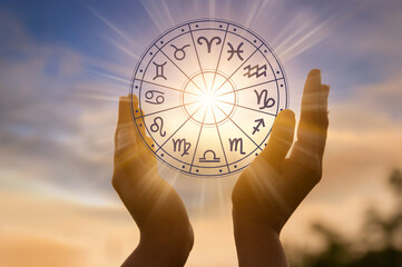 zodiac signs inside of horoscope circle astrology and horoscopes concept