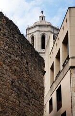 Poster - Beautiful scenery of old historic cathedrals in Girona, Spain