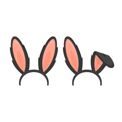 Sticker - Black Easter Masks with Rabbit Ears Set. Vector