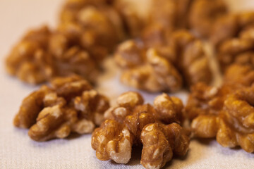 Walnuts on a white background