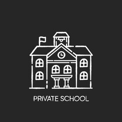 Poster - Private school chalk white icon on black background. Prestigious educational establishment, independent academic institution. Exclusive education system. Isolated vector chalkboard illustration