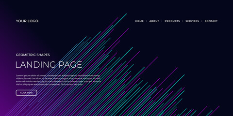 Wall Mural - Landing page template with geometric patterns for business website design,Business website template.