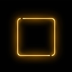 Wall Mural - Abstract golden neon luminous square on black background