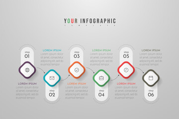 Wall Mural - Infographics design vector and marketing icons can be used for workflow layout, diagram, annual report, web design. Business concept with 6 options, steps or processes.