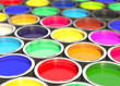 Colorful paint cans 3d rendering