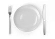 Knife and fork plate 3d rendering