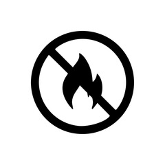 vector illusion icon of prohibited Fire with black circle on glyph icon