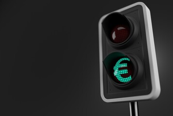 Poster - Green euro symbol inside traffic light