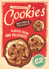 Poster - Cookies poster design made in retro style. Vintage vector with red background.