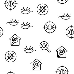 Pest Control Service Vector Seamless Pattern Thin Line Illustration